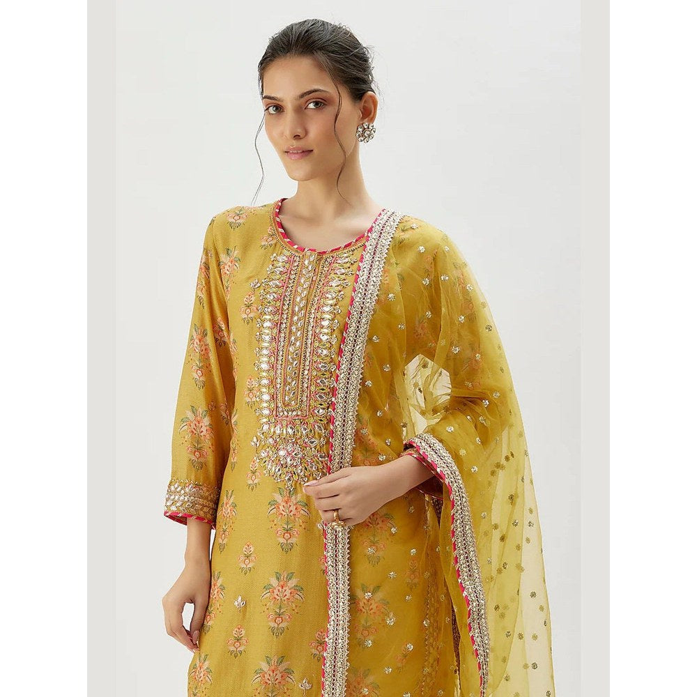 Gopi Vaid Aditi Mustard Kurta with Sharara and Dupatta