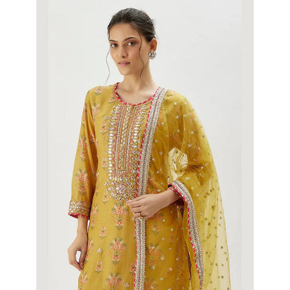 Gopi Vaid Aditi Mustard Kurta with Sharara and Dupatta