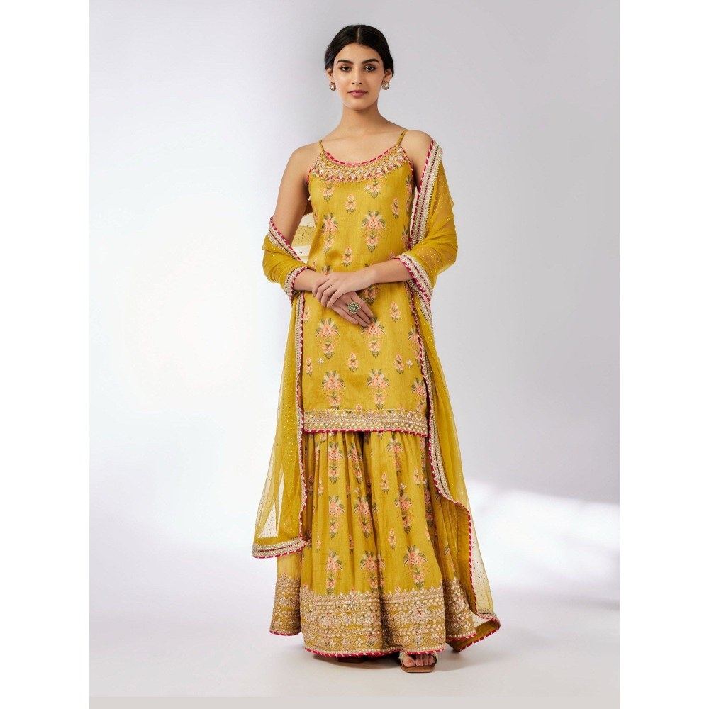 Gopi Vaid Advika Mustard Kurta with Sharara and Dupatta