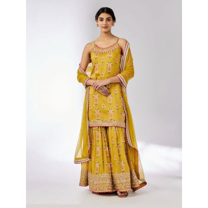 Gopi Vaid Advika Mustard Kurta with Sharara and Dupatta