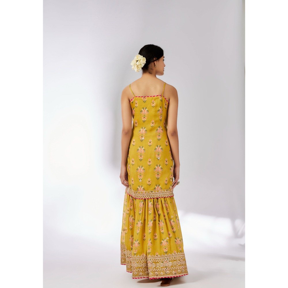 Gopi Vaid Advika Mustard Kurta with Sharara and Dupatta
