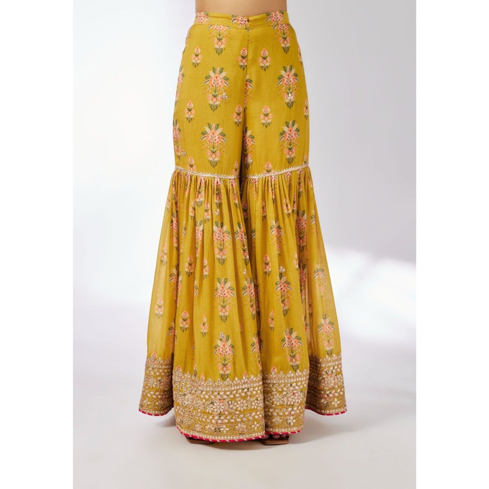 Gopi Vaid Advika Mustard Kurta with Sharara and Dupatta