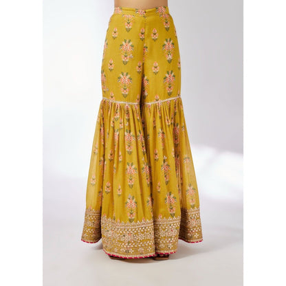 Gopi Vaid Advika Mustard Kurta with Sharara and Dupatta