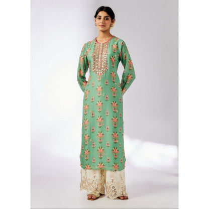 Gopi Vaid Dhara Green Kurta with Palazzo