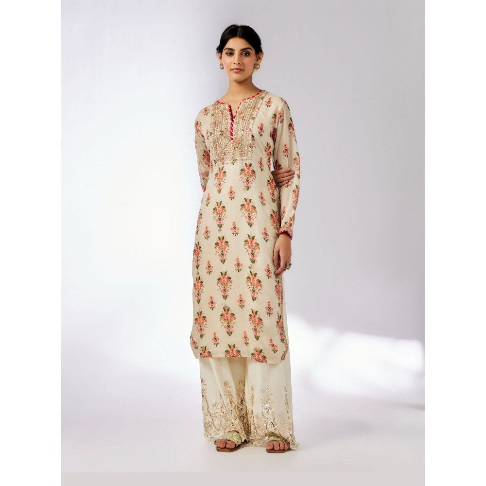 Gopi Vaid Neha Ivory Kurta with Palazzo