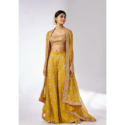 Gopi Vaid Jisha Mustard Blouse with Palazzo and Jacket