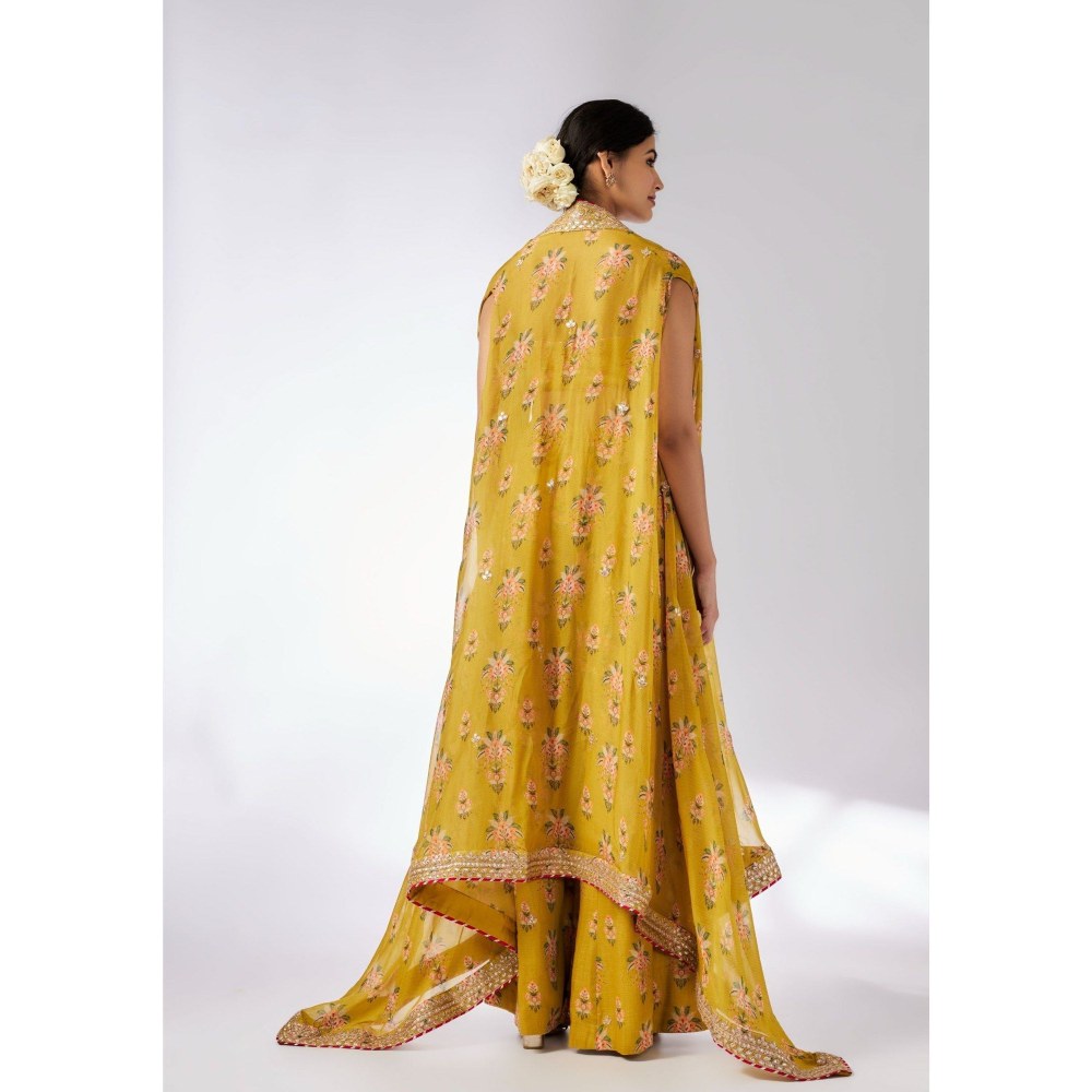 Gopi Vaid Jisha Mustard Blouse with Palazzo and Jacket