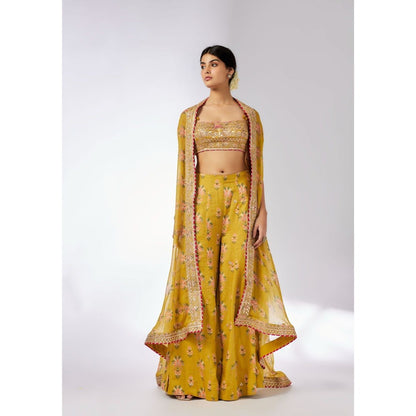 Gopi Vaid Jisha Mustard Blouse with Palazzo and Jacket
