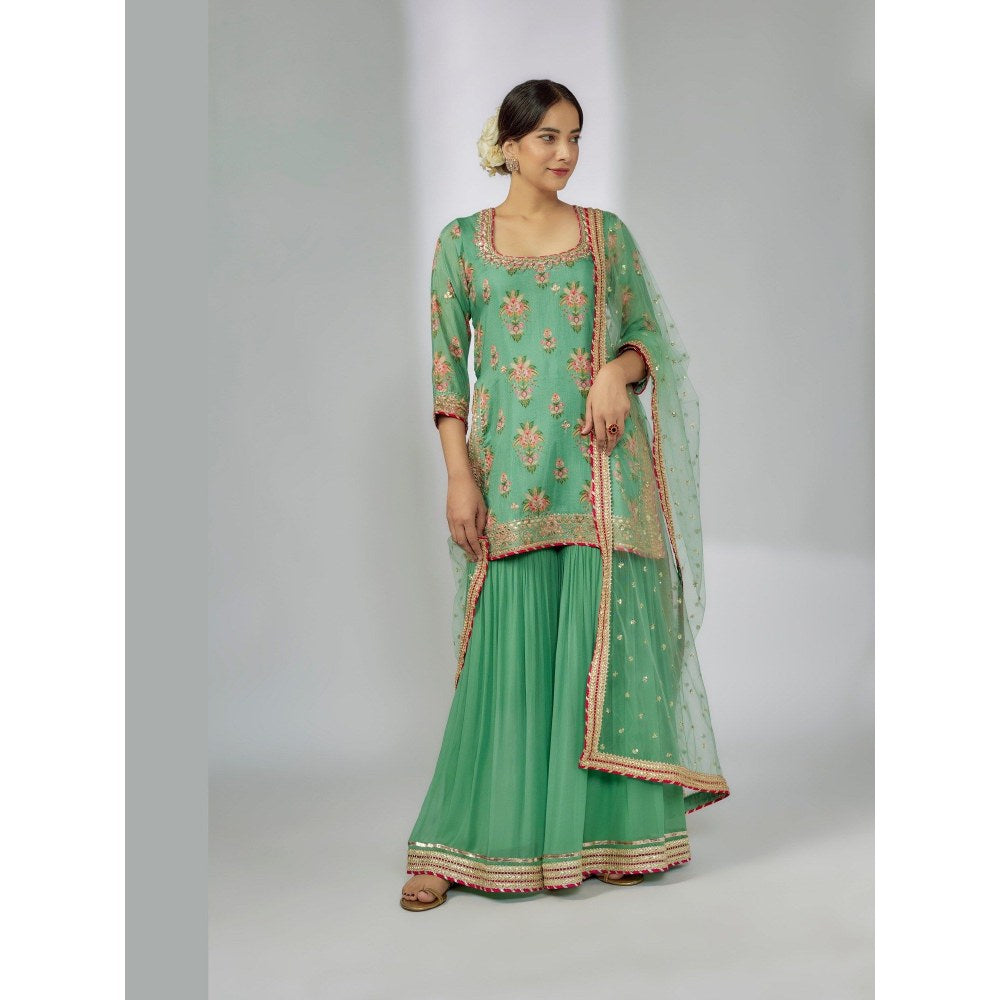 Gopi Vaid Urja Green Kurta with Sharara and Dupatta