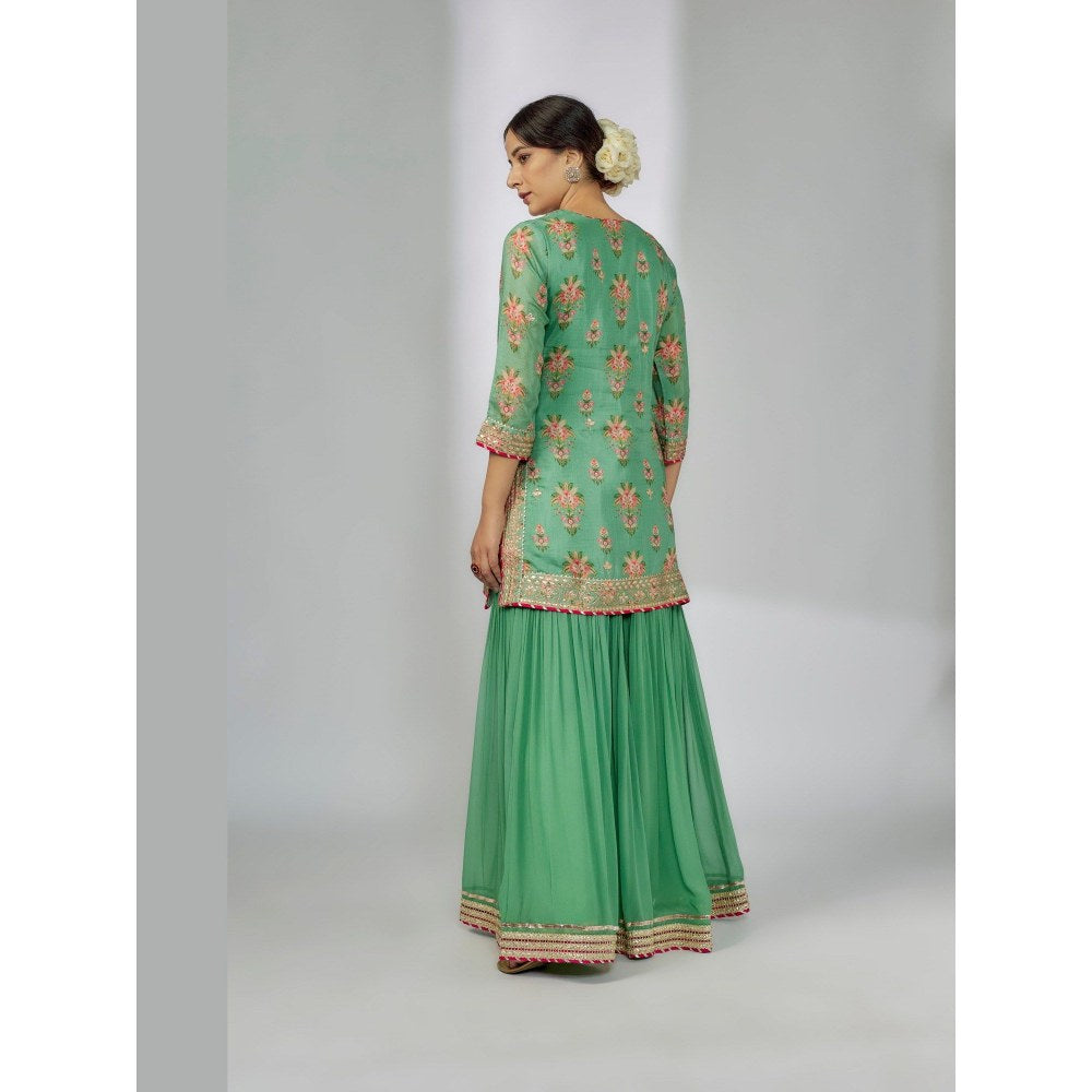 Gopi Vaid Urja Green Kurta with Sharara and Dupatta