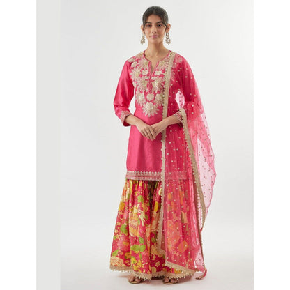 Gopi Vaid Anjali Pink Kurta with Sharara and Dupatta