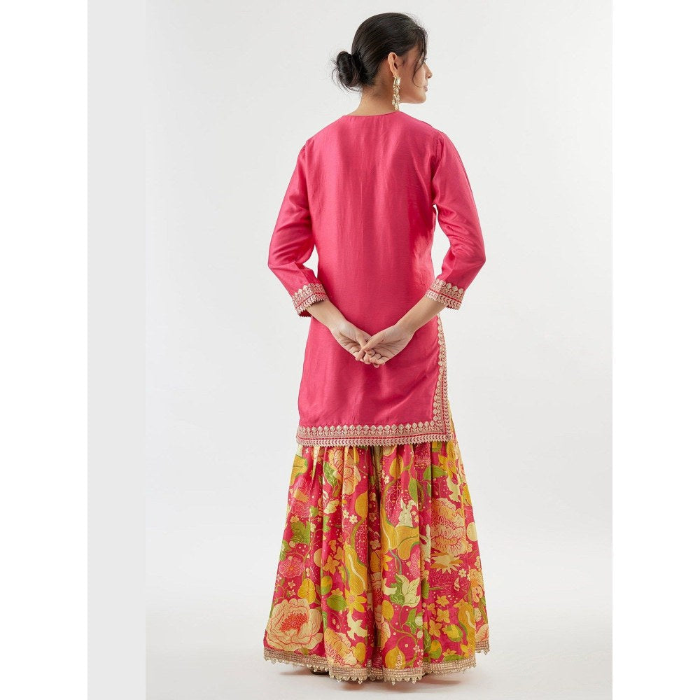 Gopi Vaid Anjali Pink Kurta with Sharara and Dupatta