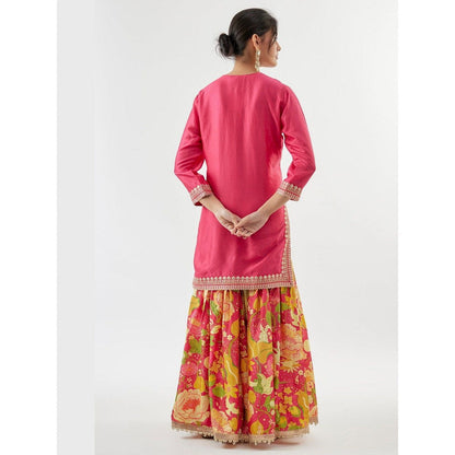 Gopi Vaid Anjali Pink Kurta with Sharara and Dupatta