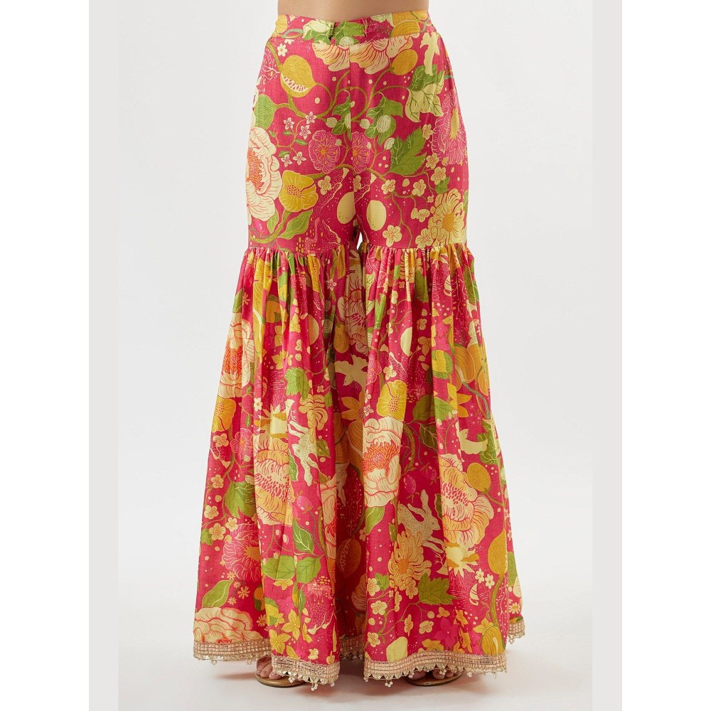 Gopi Vaid Anjali Pink Kurta with Sharara and Dupatta