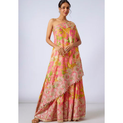 Gopi Vaid Nalini Pink Top with Sharara