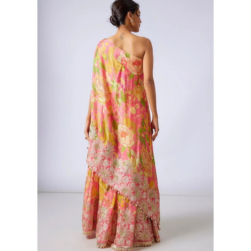 Gopi Vaid Nalini Pink Top with Sharara