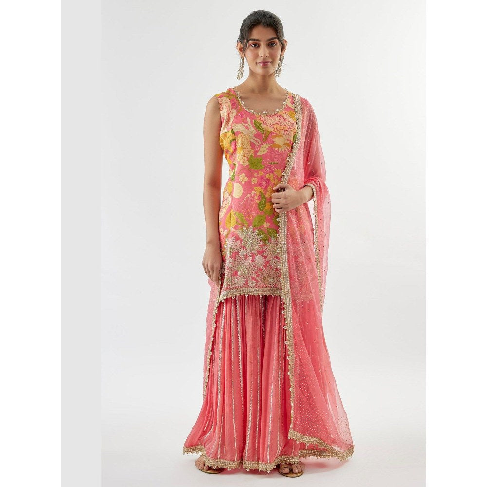 Gopi Vaid Sofina Pink Kurta with Sharara and Dupatta