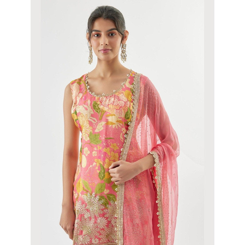 Gopi Vaid Sofina Pink Kurta with Sharara and Dupatta