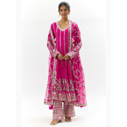 Gopi Vaid Cheshtha Pink Anarkali Kurta with Pant and Dupatta