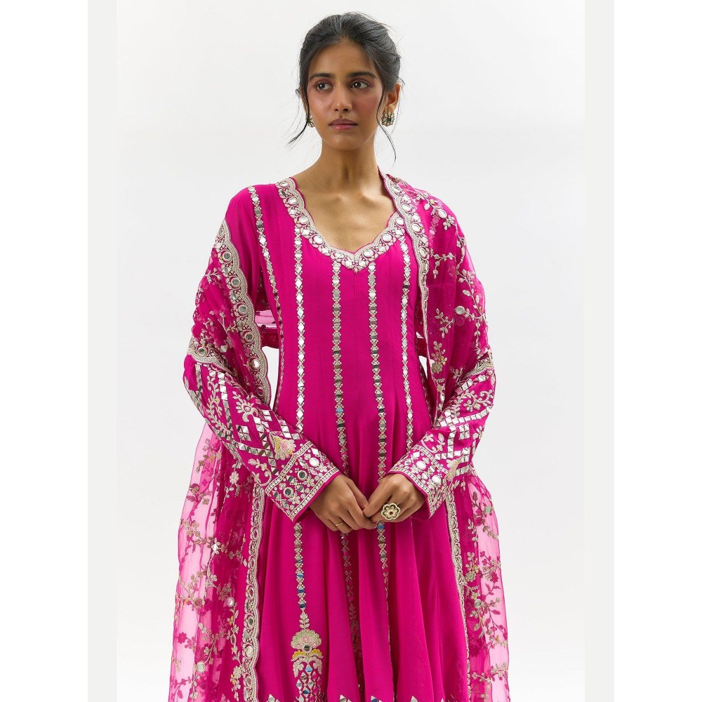 Gopi Vaid Cheshtha Pink Anarkali Kurta with Pant and Dupatta