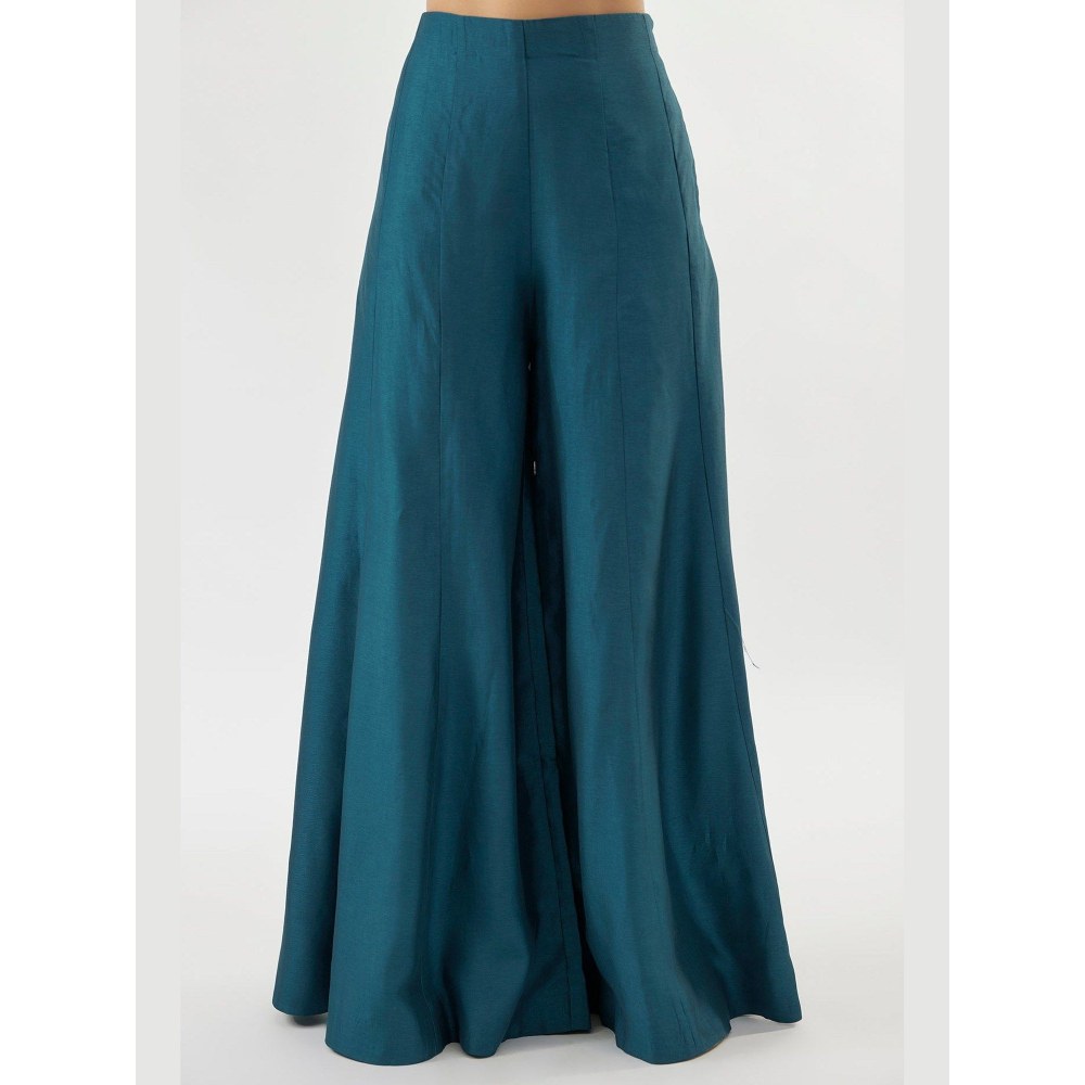 Gopi Vaid Akshara Blue Top with Palazzo and Dupatta