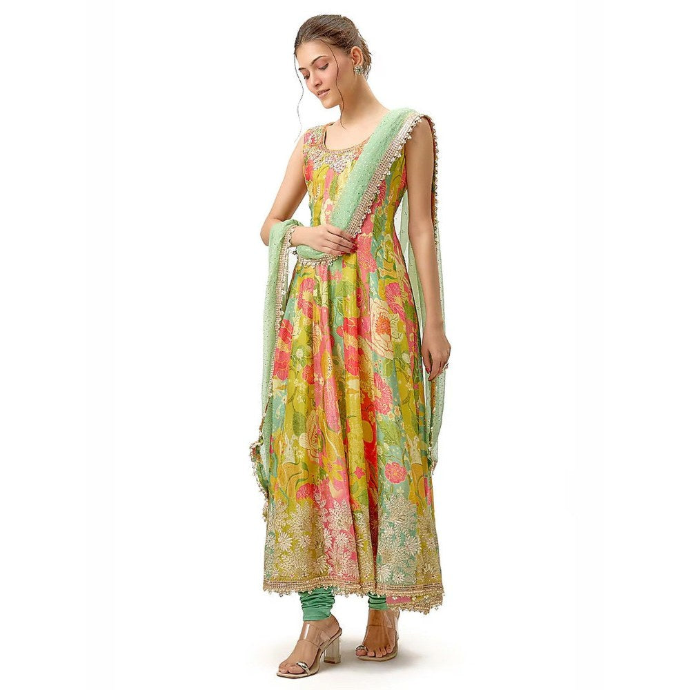 Gopi Vaid Krisha Multicolor Anarkali Kurta with Churidar and Dupatta