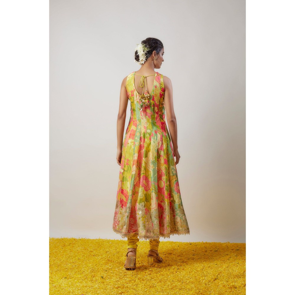 Gopi Vaid Krisha Yellow Anarkali Kurta with Churidar and Dupatta