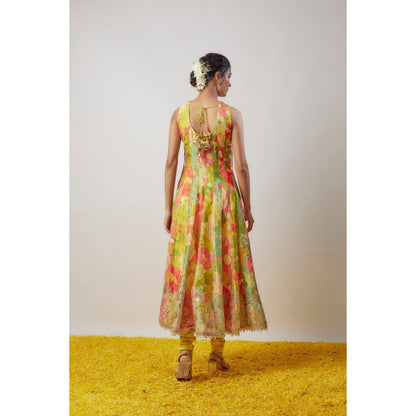 Gopi Vaid Krisha Yellow Anarkali Kurta with Churidar and Dupatta