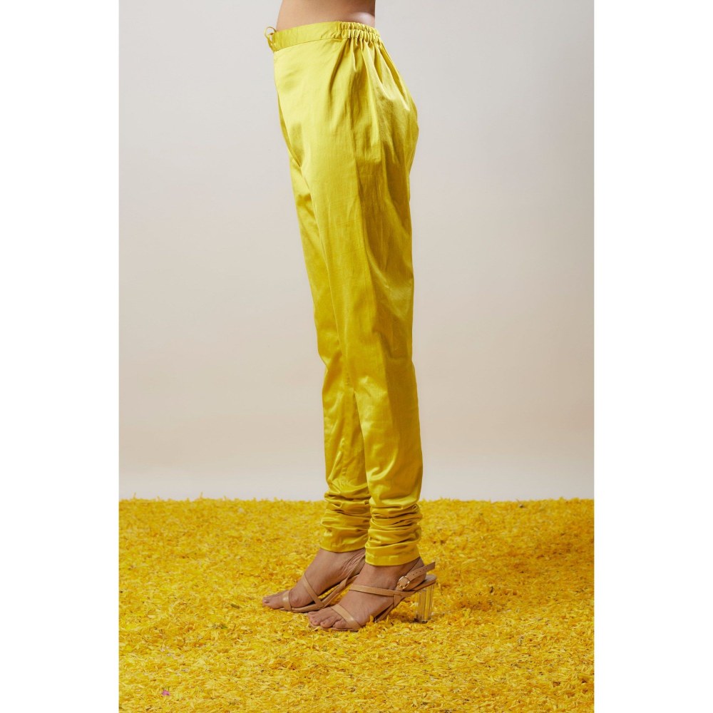Gopi Vaid Krisha Yellow Anarkali Kurta with Churidar and Dupatta