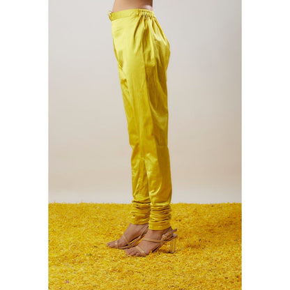 Gopi Vaid Krisha Yellow Anarkali Kurta with Churidar and Dupatta