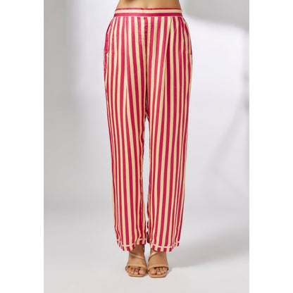 Gopi Vaid Julia Ikat Pink Kaftan with Palazzo