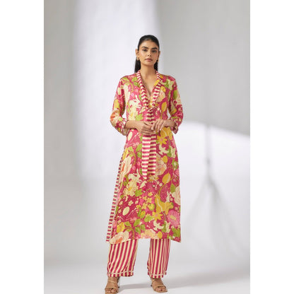 Gopi Vaid Lily Scarf Pink Kurta with Palazzo