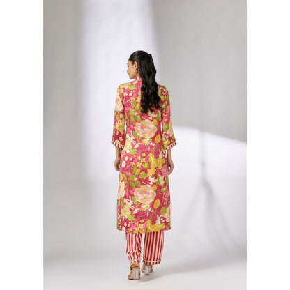 Gopi Vaid Lily Scarf Pink Kurta with Palazzo