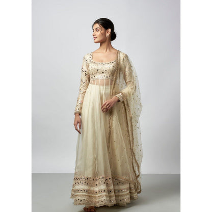 Gopi Vaid Bhoomija Ivory Anarkali Kurta with Palazzo and Dupatta