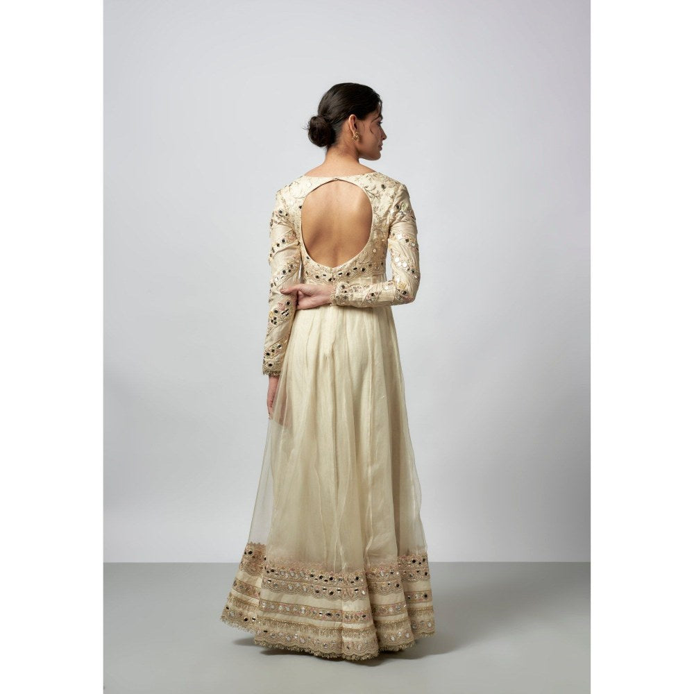 Gopi Vaid Bhoomija Ivory Anarkali Kurta with Palazzo and Dupatta