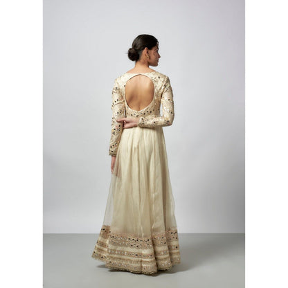 Gopi Vaid Bhoomija Ivory Anarkali Kurta with Palazzo and Dupatta