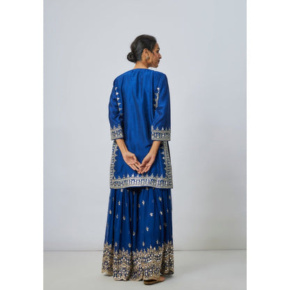 Gopi Vaid Pariza Blue Kurta with Sharara and Dupatta