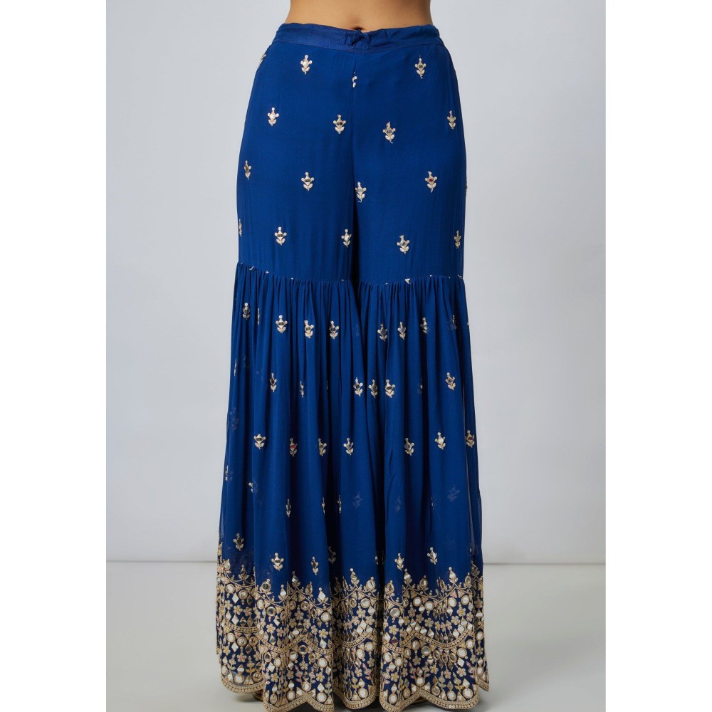 Gopi Vaid Pariza Blue Kurta with Sharara and Dupatta