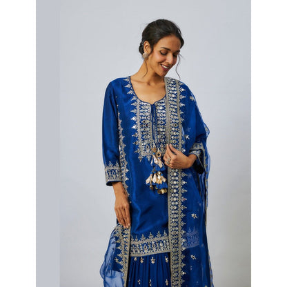 Gopi Vaid Pariza Blue Kurta with Sharara and Dupatta