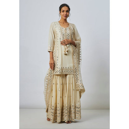 Gopi Vaid Pariza Ivory Kurta with Sharara and Dupatta