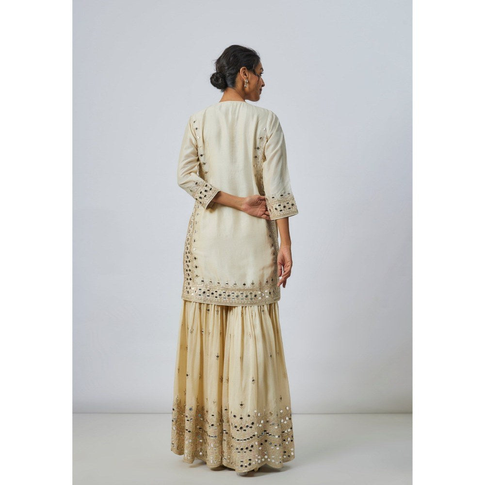 Gopi Vaid Pariza Ivory Kurta with Sharara and Dupatta