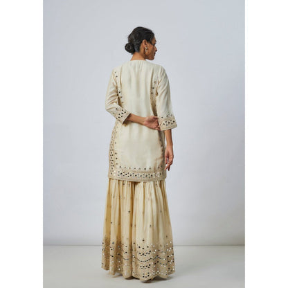 Gopi Vaid Pariza Ivory Kurta with Sharara and Dupatta