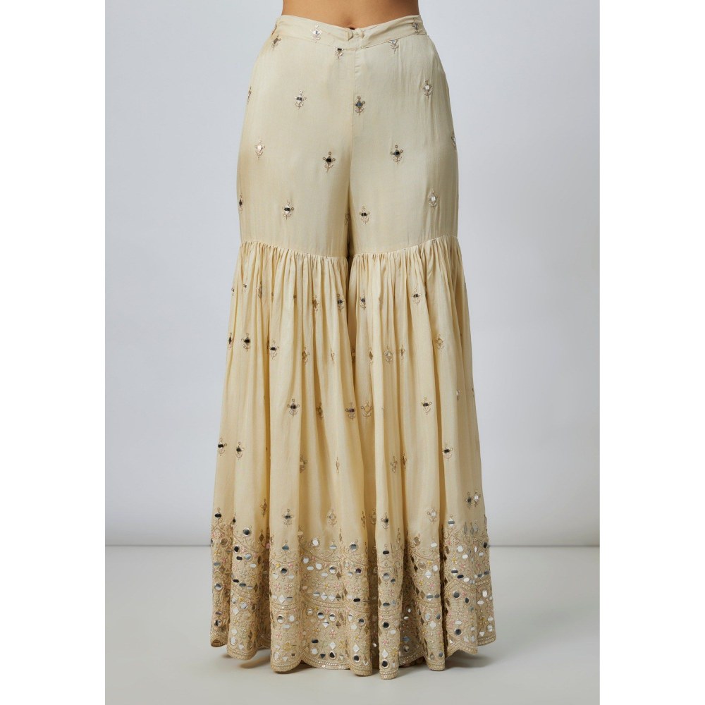 Gopi Vaid Pariza Ivory Kurta with Sharara and Dupatta
