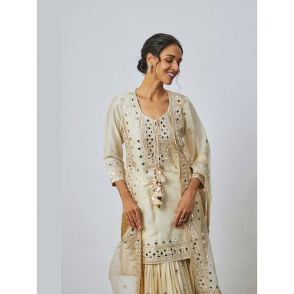 Gopi Vaid Pariza Ivory Kurta with Sharara and Dupatta