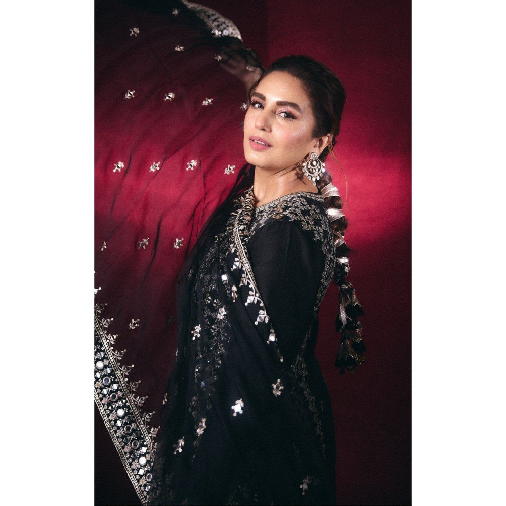 Gopi Vaid Amiha Black Kurta with Pant and Dupatta