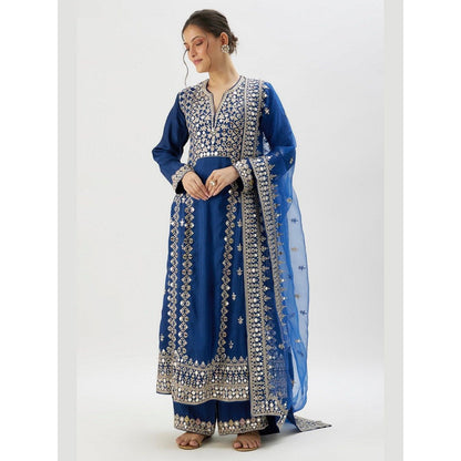 Gopi Vaid Amiha Blue Anarkali Kurta with Palazzo and Dupatta