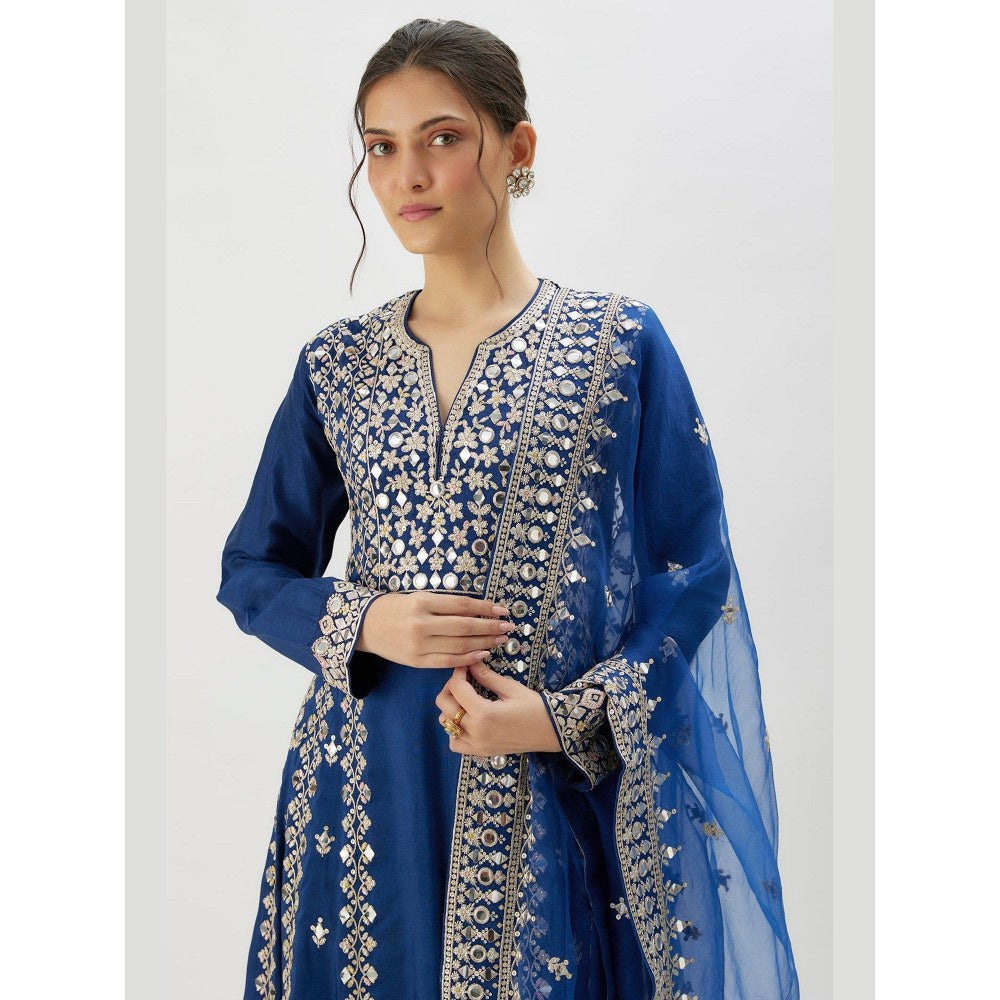 Gopi Vaid Amiha Blue Anarkali Kurta with Palazzo and Dupatta