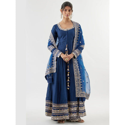 Gopi Vaid Srivani Blue Anarkali Kurta with Pant and Dupatta