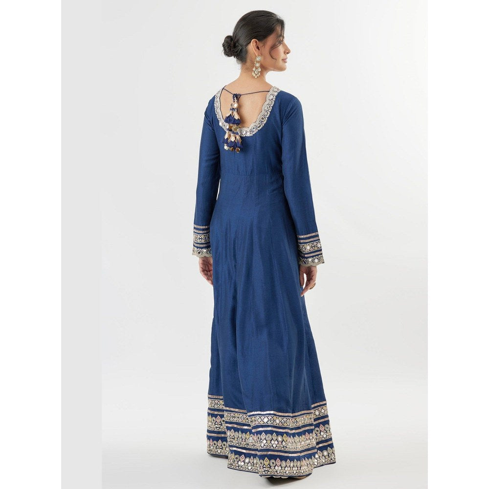 Gopi Vaid Srivani Blue Anarkali Kurta with Pant and Dupatta