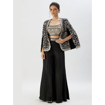 Gopi Vaid Ajala Black Blouse with Palazzo and Jacket